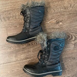 Sorell Waterproof Women's Black Fur Winter Boots